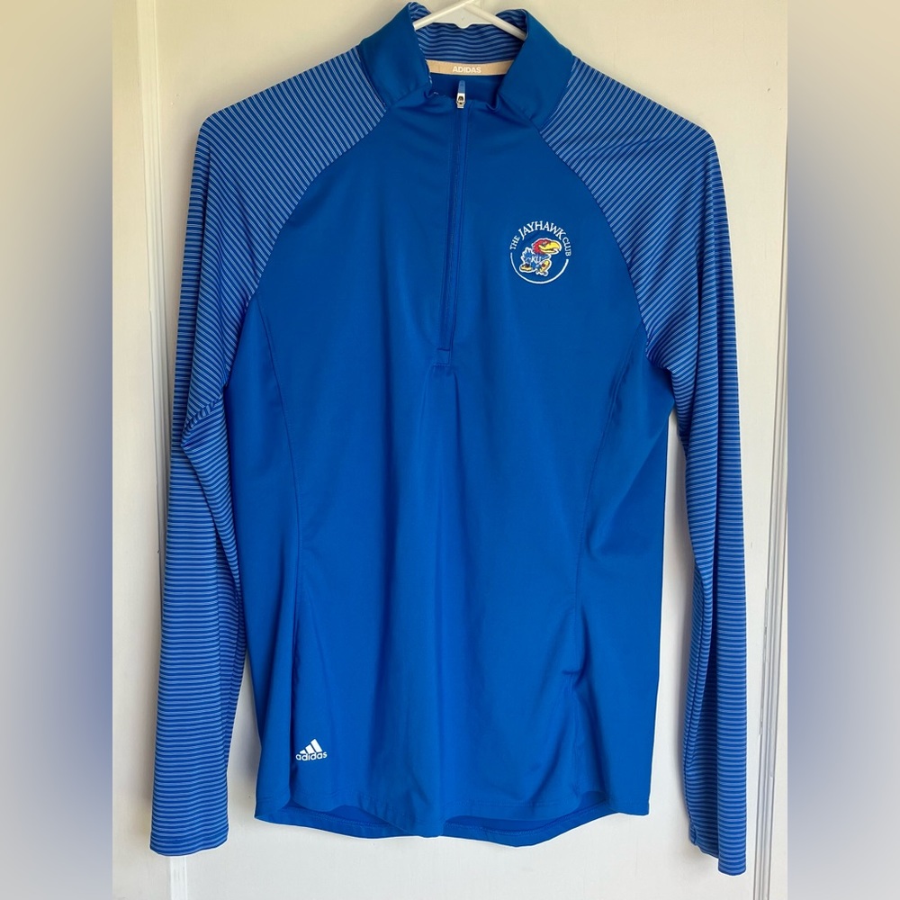 Adidas Kansas Jayhawks Quarter Zip Gym/Running Jacket Size Small